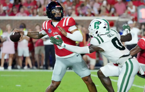 No. 9 Ole Miss rolls past Charlotte 41-9 behind Trinidad Chambliss' 2 TD passes